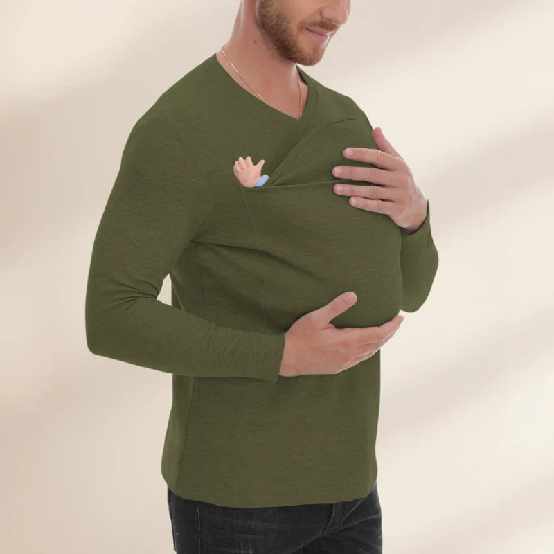 Kangaroo Pocket Shirt – Comfortable & Convenient – Men's T-Shirt Baby Carrier