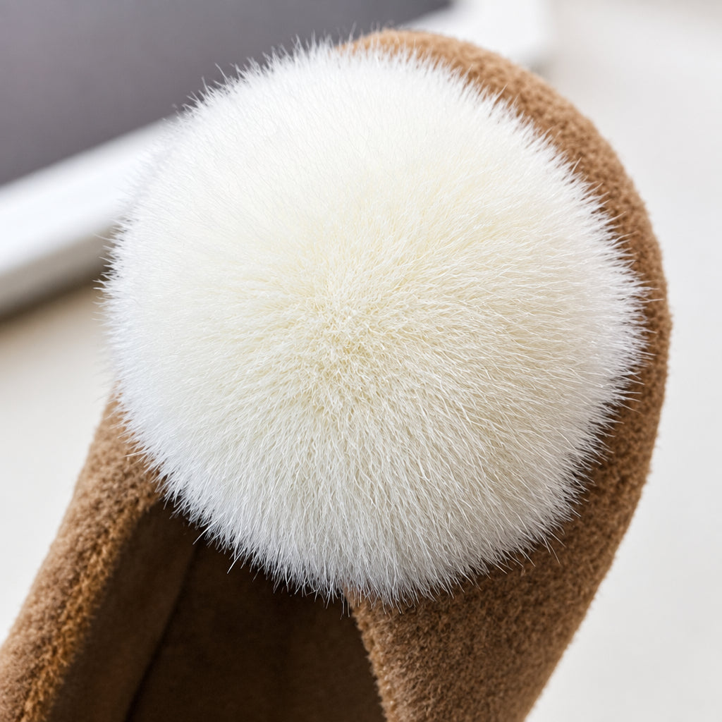 SoftSteps –  Warm & Soft – Girls' Shoes with a Plush Pom-Pom