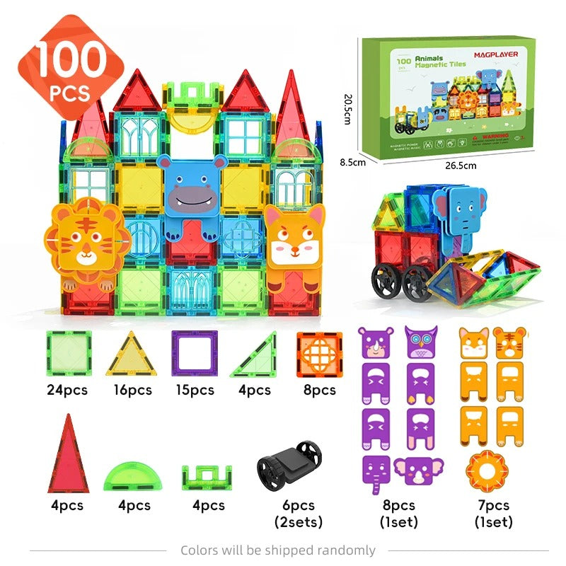 Animal Magnetic Building Blocks™ - Magnetic Building Magic - Magnetic Animals Tiles