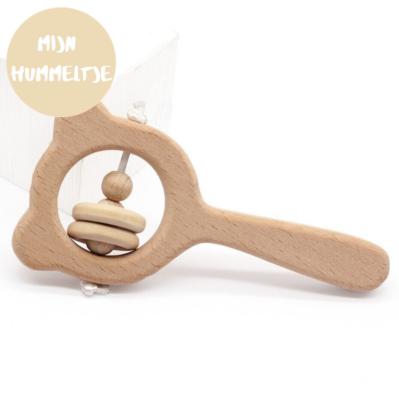 Woods™ | Beechwood rattle - Teddy-bear rattle