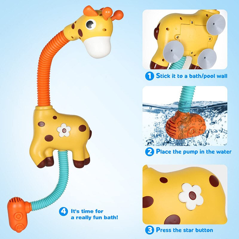 Bath Giraffe™ - Giraffe splashing happily - Giraffe bath toys for baths