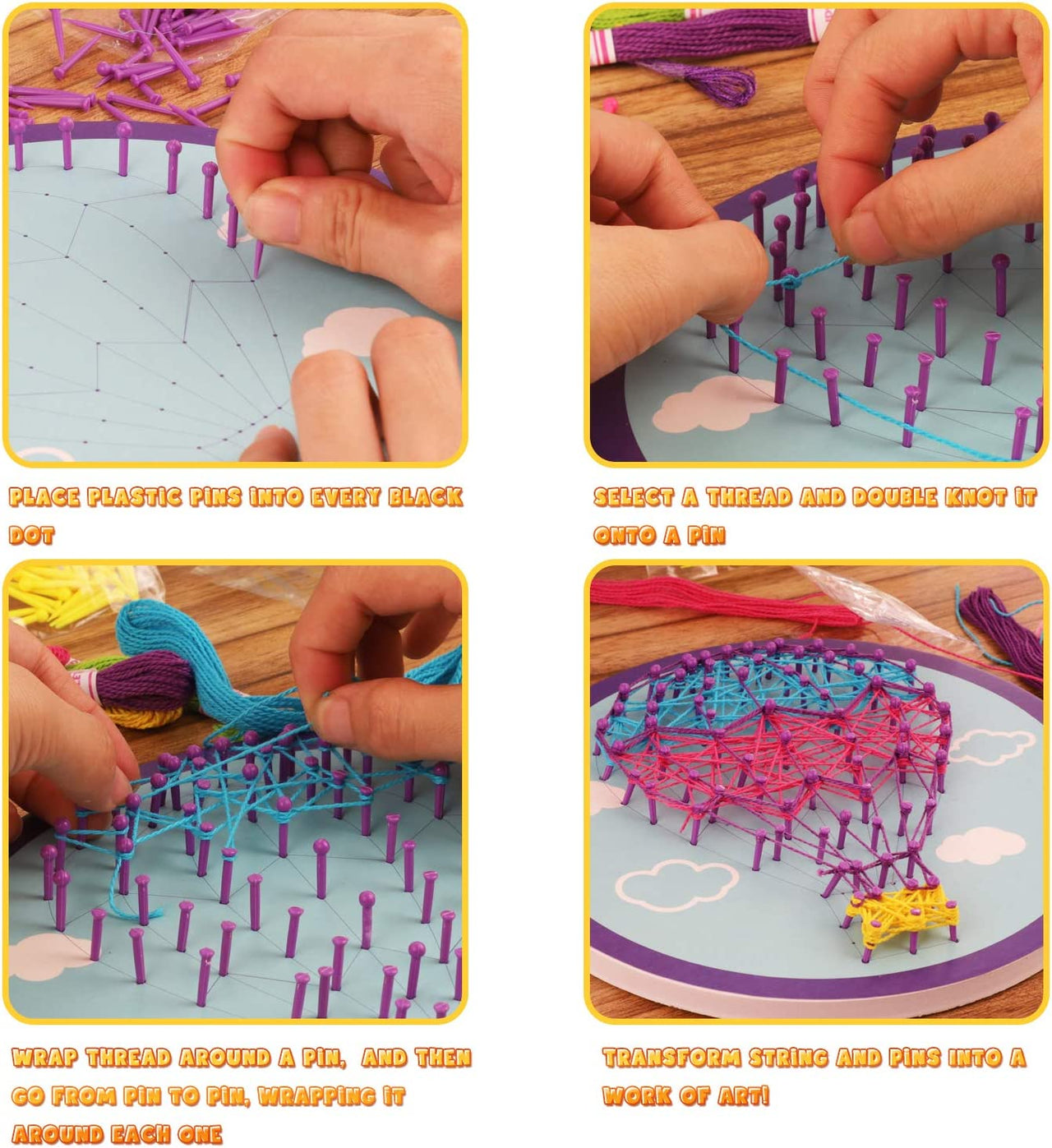 String Art Craft Kit™ - Colourful creations with yarn - Yarn craft kit