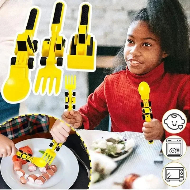 Construction Dinner Set™ - No more squeaking at the dinner table - Creative cutlery set