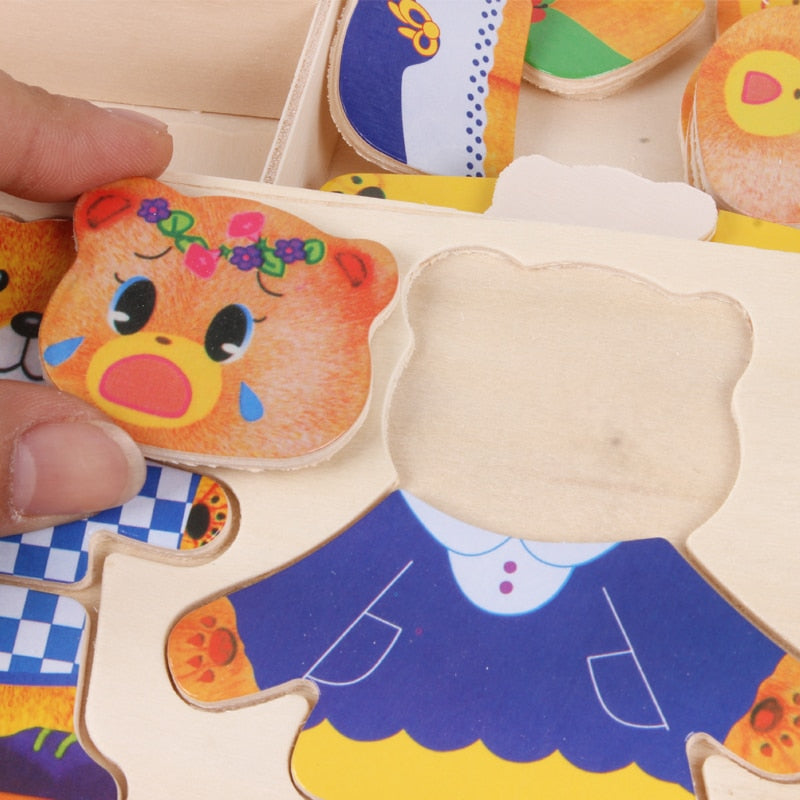 Woods™ | Wooden jigsaw puzzle 'Boris the teddy bear'