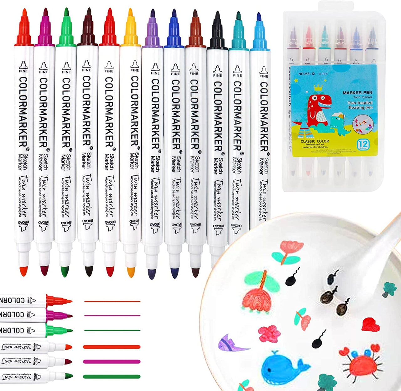 Magic Water Pen™ | Creative works of art in water - Watercolour sticker set (+ FREE ceramic spoon)