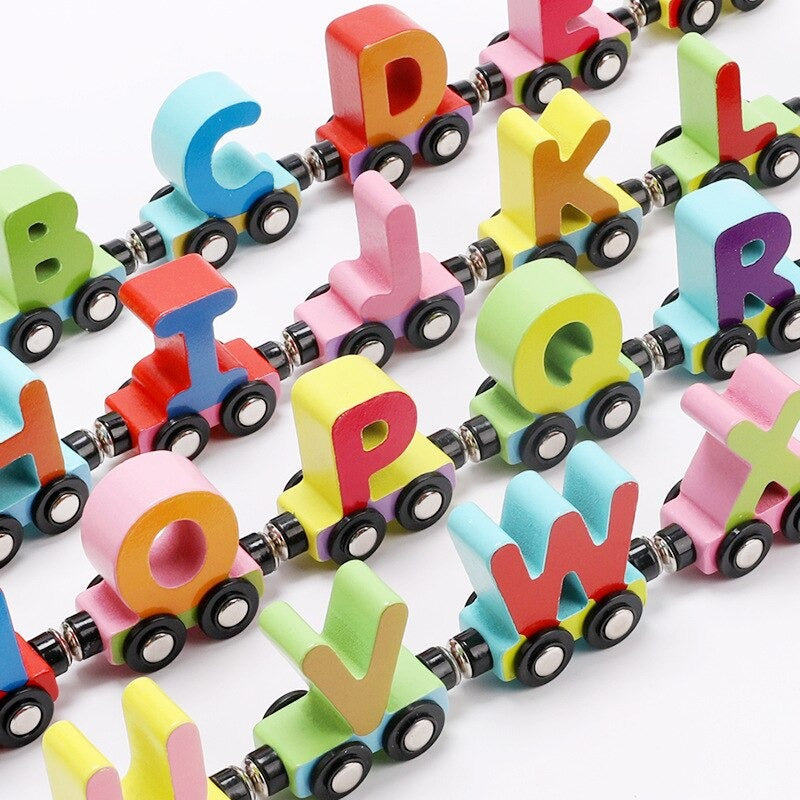 Woods™ |Learn the alphabet and numbers - Wooden magnetic train